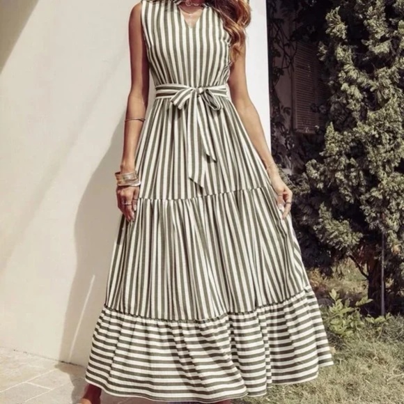 Boho striped belted maxi dress - Picture 4 of 6